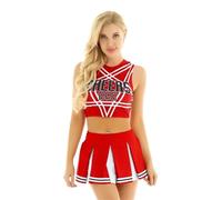 WENYAZIGUO Costume da cheerleader per ragazze, Set uniforme da cheerleader for donna, taglie multiple multicolori(Red B,M)