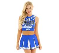 WENYAZIGUO Costume da cheerleader per ragazze, Set uniforme da cheerleader for donna, taglie multiple multicolori(Blue B,XL)