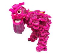 WENYAZIGUO Costume per la danza del leone, Capelli artificiali multicolori della testa di danza del leone adulto(Rose Red)