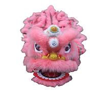WENYAZIGUO Costume per la danza del leone, Testa di danza del leone in lana Testa di danza del drago Performance Prop multicolore 8 pollici(Pink)