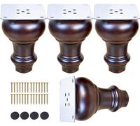 WENYAZIGUO Gambe per mobili in legno massello, Gambe for mobili 4 pezzi in legno di varie dimensioni con piastra montaggio e viti(18cm/7.09in)