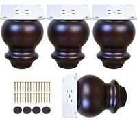 WENYAZIGUO Gambe per mobili in legno massello, Gambe for mobili 4 pezzi in legno di varie dimensioni con piastra montaggio e viti(8cm/3.15in)