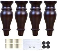 WENYAZIGUO Gambe per mobili in legno massello, Gambe for mobili 4 pezzi in legno di varie dimensioni con piastra montaggio e viti(12cm/4.72in)