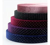 WENYAZIGUO Il Nastro di Velluto, Nastro a Righe in Velluto bronzato a Stella da 5 Metri Multicolore, Diverse Misure(Black DOT,1cm)