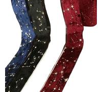 WENYAZIGUO Il Nastro di Velluto, Nastro a Righe in Velluto bronzato a Stella da 5 Metri Multicolore, Diverse Misure(Wine Red Star,2.5cm)