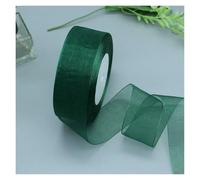 WENYAZIGUO Nastro Regalo Trasparente, Nastro di Organza 3,8 cm x 50 Iarde Multicolore(Light Dark Green)