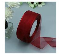 WENYAZIGUO Nastro Regalo Trasparente, Nastro di Organza 3,8 cm x 50 Iarde Multicolore(Wine Red)