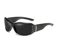 WENYAZIGUO Occhiali da Sole da Donna in plastica UV400, di Lusso, Sexy, alla Moda, retrò, con Cristalli, polarizzati, for la Guida.(Wpgj007 Black)