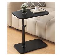 WENYAZIGUO Tavolino da divano, A forma di C regolabile in altezza Girevole a 360 gradi Finitura in legno nero Dimensioni multiple(Black,S)