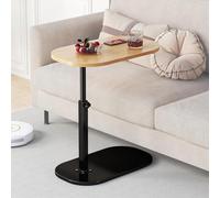 WENYAZIGUO Tavolino da divano, Tavolino da caffè multifunzione a forma di C, altezza regolabile con rotazione a 360°, multicolore, 45x30(Liftable-original Wood)