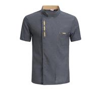 WENYOG Giacca Cuoco Uomo Giacca da Cuoco Catering Cucina Camicia Bianca Ristorante Chef T-Shirt Panettiere Divisa Lavoro Cameriere Hotel Vestiti Tuta Bar(Gray,XXL)