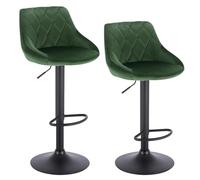 WENYOG Sgabello Bar 2 pz/set sedie da bar girevoli sgabello girevole in pelle/velluto alto di sollevamento regolabile in altezza con poggiapiedi for la casa(Dark green velvet)