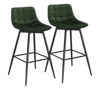 WENYOG Sgabello Bar 2 Pz/set Sgabello Da Bar Seggiolone da Banco for Bistro Sedile in Pelle/Velluto con Poggiapiedi Struttura in Metallo for La Casa(Dark green velvet)