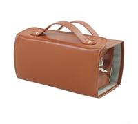 wenyouya Borsa portaoggetti impermeabile per cosmetici, con gancio per appendere e divisori multipli, organizer pieghevole per trucchi per viaggi e uso domestico (marrone)