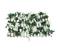 wenyouya Paravento da giardino regolabile in legno, traliccio decorativo in legno con fiori di seta, pannello estensibile per la privacy, per terrazza, parete, decorazione esterna (bianco)
