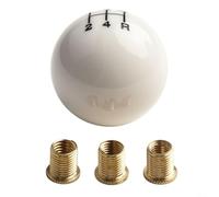 Wenyouya Pomello del cambio manuale a 5 marce per auto con trasmissione MT, leva del cambio a sfera rotonda in resina con 3 adattatori filettati, facile installazione 53,5 mm di diametro (bianco)