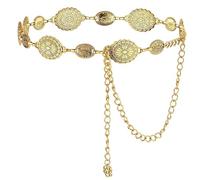 Wenyue Cintura da donna a catena color oro, Cintura a catena tonda cava, Cintura lunga con fibbia in metallo, Cintura a catena per tutto il corpo, Catena in vita e catena sui fianchi adatta per abiti