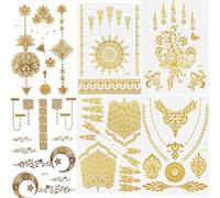 Wenyue Tatuaggi Oro 6 Fogli,Tatuaggio Temporaneo Di Oro,Estate Tattoo Metallici Tatuaggi,Tatuaggi Oroadatto,Tattoo Metallici Per Compleanno Natale Decorazione Festa Di Halloween