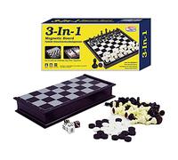 WEofferwhatYOUwant Scacchiera Magnetica 3-in-1 - Scacchi, Dama e Backgammon - Tavola Pieghevole 25 cm con Pezzi in Plastica con Feltro, Gioco Educativo Portatile per Bambini, Adulti e Famiglia