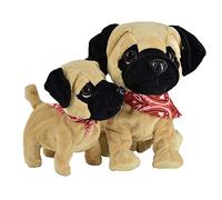 WEofferwhatYOUwant Set Cagnolini Interattivi - Pug Daddy & Pug Puppy Peluche Robot per Bambini 18+ Mesi Tocco e Suono Attivato | 8 Trucchi Reali | Compagno Educativo Sensoriale | Idea Regalo Bambini