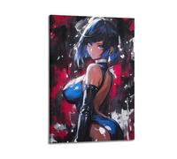 WEOFURBL Poster decorativo da parete a tema anime con ragazza in collant blu, poster decorativo su tela, stampa artistica moderna, per camera da letto, per camera da letto, 30 x 45 cm