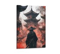 WEOFURBL Poster decorativo da parete con Samurai, città del Giappone, stampa artistica su tela, poster decorativo moderno, per camera da letto, 40 x 60 cm