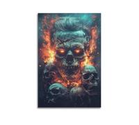 WEOFURBL Poster decorativo da parete con teschio di Frankenstein, stampa artistica su tela, poster decorativo moderno, per camera da letto, per camera da letto (50 x 75 cm)