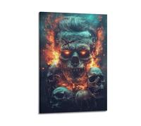 WEOFURBL Poster decorativo da parete con teschio di Frankenstein, stampa artistica su tela, poster decorativo moderno, per camera da letto, 60 x 90 cm