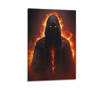 WEOFURBL Poster decorativo da parete su tela, motivo "Assassino" con fiamme, stampa moderna per camera da letto, poster decorativo per camera da letto, 50 x 75 cm
