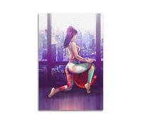 WEOFURBL Poster decorativo da parete su tela, motivo: Pilates A Rainy Day in the Big City, poster decorativo per camera da letto, poster decorativo per camera da letto, 40 x 60 cm