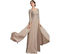 WEOKDFHA Abiti per la Mamma della Sposa Abito da Sposa Semplice con Scollo a V, Abito da Cerimonia in Chiffon, Pizzo e Paillettes(14)