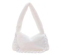 WEOKDFHA Borsa Tote Soffice Borsa a tracolla in peluche rosa in pelliccia sintetica borsa a catena carina di lusso moda femminile invernale for le donne(White)