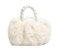 WEOKDFHA Borsa Tote Soffice Borse a tracolla eleganti da donna Borsa a nuvola in peluche soffice a mano con manico in tessuto a femminili di marca for ragazze piccole(Beige)