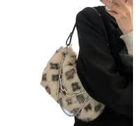 WEOKDFHA Borsa Tote Soffice Borse rosa amore sotto le ascelle Borsa a tracolla da donna in morbida peluche con motivo a cuore a pelosa a catena femminile(Beige)