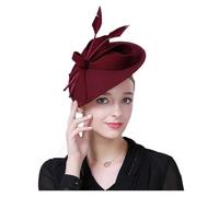 WEOKDFHA Cappello Da Sposa Eleganti cappelli Fedora for donna, da sposa, a tamburello rossi e blu, cerimonia Per Le Donne(Wine Red Derby Hat)