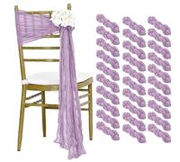WEOKDFHA Fiocchi per Sedie 30 PCS 40x275cm Cheesecloth Chair Sashes Bow Designed Decorative Cover for Wedding Reception Party(Purple)