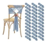 WEOKDFHA Fiocchi per Sedie 30 PCS 40x275cm Cheesecloth Chair Sashes Bow Designed Decorative Cover for Wedding Reception Party(Grey Blue)