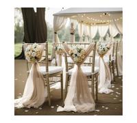 WEOKDFHA Fiocchi per Sedie 30pcs 17x250cm Chiffon Chair Sashes Sage Green Sash Wedding Baby Shower Covers Ribbon Party Aisle Decor(White And Light Brow)