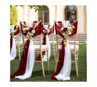 WEOKDFHA Fiocchi per Sedie 30pcs 17x250cm Chiffon Chair Sashes Sage Green Sash Wedding Baby Shower Covers Ribbon Party Aisle Decor(White And Wine Red)