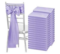 WEOKDFHA Fiocchi per Sedie 30PCS 17x275cm Satin Wedding Chair Sashes Setting Sage Green Sheer Vintage Birthday Party Festival Aisle Decor(30PCS Light Purple)