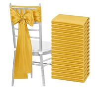 WEOKDFHA Fiocchi per Sedie 30PCS 17x275cm Satin Wedding Chair Sashes Setting Sage Green Sheer Vintage Birthday Party Festival Aisle Decor(30PCS Gold)