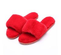 WEOKDFHA Pantofole Morbide da Donna Scarpe da Interno for la casa, morbide Pantofole in Peluche, in Cotone, Antiscivolo, Donna(Red,41-42)