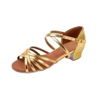 WEOKDFHA Scarpe da Ballo Latino Scarpe da Ballo Latino for Bambini for Ragazze Donna Tango Sala Salsa Tacco 3 Cm for Fondo Morbido(Golden Five,35)
