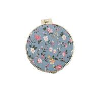 WEOKDFHA Specchietto Compatto Per Il Trucco Specchio da trucco tascabile floreale, mini, compatto, portatile, pieghevole su due lati, for donne, stile vintage, cosmetico(Round-Blue)