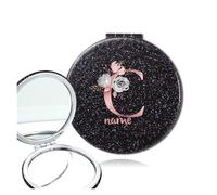 WEOKDFHA Specchietto Compatto Per Il Trucco Specchio for il trucco portatile, specchio cosmetico in PU bifacciale, pieghevole, ingranditore, tascabile, strumento di bellezza quotidiano(Color C)