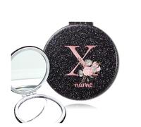 WEOKDFHA Specchietto Compatto Per Il Trucco Specchio for il trucco portatile, specchio cosmetico in PU bifacciale, pieghevole, ingranditore, tascabile, strumento di bellezza quotidiano(Color X)