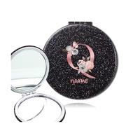 WEOKDFHA Specchietto Compatto Per Il Trucco Specchio for il trucco portatile, specchio cosmetico in PU bifacciale, pieghevole, ingranditore, tascabile, strumento di bellezza quotidiano(Color Q)