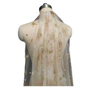 WEOKDFHA Velo da Sposa Velo da Sposa Corto con Perle e Polvere d'oro Glitterata, Pettine a Uno Strato per Le Donne