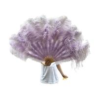 WEOKDFHA Ventaglio da Danza in Piume 13 Ossa Bianco Ventaglio di Piume Fasi Performance Spettacolo Carnevale Accessorio Spiegato 100/130 CM Lungo 60/75 Larghezza Grande(Light Purple,100CM 1PCS)