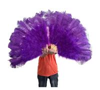 WEOKDFHA Ventaglio da Danza in Piume Ventaglio di Piume Rosse 100 * 60 cm 13 Ossa Ventagli Portatili Pieghevoli for Matrimoni Fai da Te Puntelli for spettacoli teatrali(Dark Purple,100CM Right 2PCS)